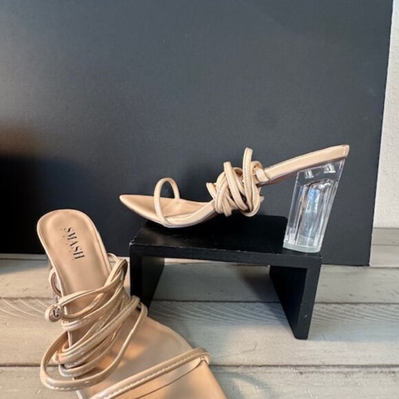 Smash Tabby Pointy Toe Heeled Sandals Wraparound Ankle Straps Nude NEW 11 NWT - Picture 5 of 8